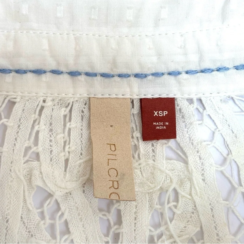 Anthropologie Pilcro Lace Back Button Down Blouse Cottagecore Ivory XSP NEW